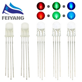 ไดโอดเปล่งแสง RGB LED 5 มม. สีแดง สีเขียว สีฟ้า หลากสี 3V DIY 10 ชิ้น