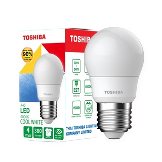 หลอดแอลอีดี ขั้วเกลียว E27 4w 4000K Cool White สีขาวนวล สบายตา Toshiba