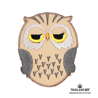 ตัวรีดติดเสื้อ งานปัก สวย ลายการ์ตูน นกฮูก นก น่ารัก ตลก Owls Bird Patch  wop DIY ตัวรีด อาร์ม ติดเสื้อ เด็ก กระเป๋า ฮูก