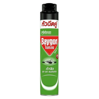 🔥แนะนำ!! ไบกอน สเปรย์กำจัดยุง มด แมลงสาบ สูตรสีเขียว 600 มล. BAYGON Double Nozzle Mosquito Ant &amp; Cockroach Killer Spray