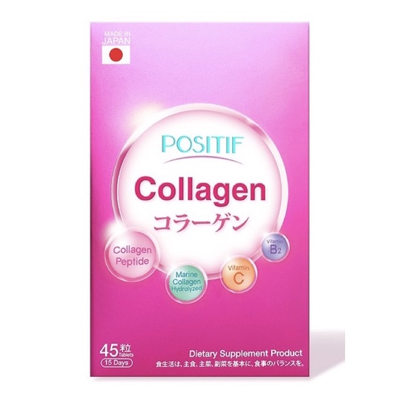 Positif Collagen โพสิทิฟ คอลลาเจน 45 เม็ด สำหรับ 15 วัน หมดอายุ ธ.ค. 2023