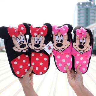 รองเท้าใส่ในบ้าน พื้นหนา Minnie มินนี่ ลายจุด 10นิ้ว Minnie Mouse มินนี่เม้าส์ มินนี่เมาส์ มินนี่เม้า