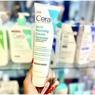 เซราวี CERAVE ACNE FOAMING CREAM CLEANSER 150 ml โฟมลดสิวเห่อ ลดการระคายเคือง ลดสิวหัวขาวหัวดำ