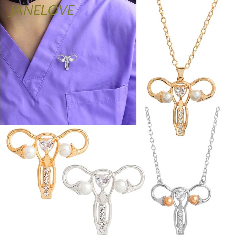 JLOVE ผู้หญิง Womb รูปร่างเข็มกลัด Pins มดลูก Ovary จี้สร้อยคอ Feminist ยาสัญลักษณ์นรีเวชวิทยาพยาบาล