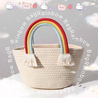 พร้อมส่ง Rain Bow Bag กระเป๋าถือสานสายรุ้ง งานปัก งานแฮนด์เมด handmade  กระเป๋าถือสไตล์มินิมอล กระเป๋าถือแฟชั่นน่ารักๆ