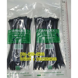 *[1แถม1]*BANDEX CABLE TIE เคเบิ้ลไทร์ สายรัดสายไฟ ขนาดยาว 4,6,8,10,12นิ้ว สีขาว/สีดำ จำนวน2ถุง ถุงละ100เส้น งานไต้หวัน!!