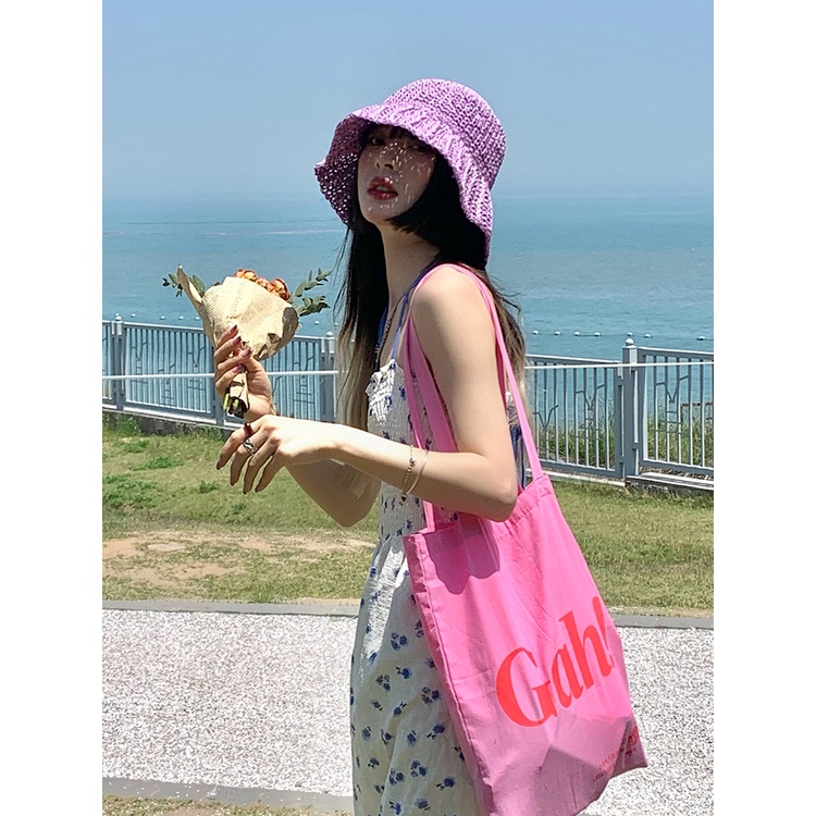 หมวกฟางสาน กันแดด แบบรูกลวง เข้ากับทุกการแต่งกาย แฟชั่นฤดูร้อน สไตล์เกาหลี สําหรับผู้หญิง