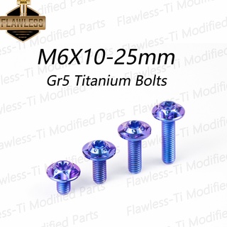 Flawless-ti Gr5 สลักเกลียวท่อไอเสีย ไทเทเนียม CNC M6x15 20 25 มม. สําหรับ Honda Forza 350 Wave 125 PCX 160 Yamaha Xmax 300 Tmax 560