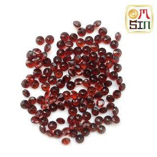 A016 Aomsinnook พลอยโกเมน สีแดง Garnet ขนาดหน้ากว้าง 2.5 มม. กลม พลอยดิบ ไม่เผา ธรรมชาติแท้ 100%