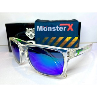 แว่นกันแดด MonsterX กรอบใส เลนส์เขียว โพราไล X2