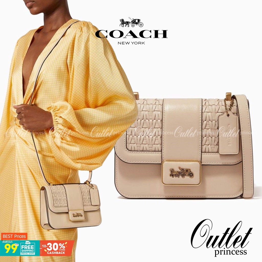 น้องสวย คุณภาพแน่นอีกแล้วจร้าา! COACH ALIE SHOULDER BAG 18 WITH WEAVING ((C2587)) พร้อมส่งความสวย! ก