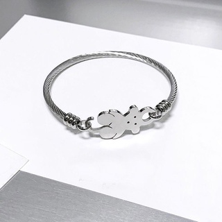 Bear Bangle🧸🤍 [ พร้อมส่ง ] กำไลหมี กำไลน่ารักๆ กำไลห่วง กำไลเกาหลี เครื่องประดับ กำไลเรียบๆ กำไลสีเงิน กำไลผู้หญิง