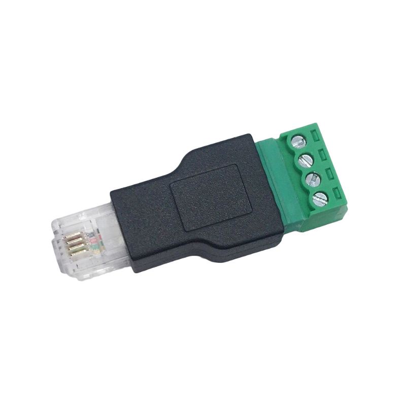 Fol RJ11 Male to 4 Pin Connector Terminal Plug Ethernet Video Connector