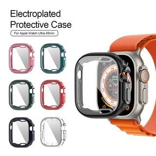 For                      Watch Ultra Case Plating Soft TPU Tempered Glass Cover For iwatch Ultra 49mm Screen Protector Smartwatch Accessories