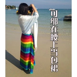 ผ้าคลุมไหล่ผ้าชายหาดสีไม่ตกผืนใหญ่ขนาด1.10*1.60ม.พร้อมส่งทันที
