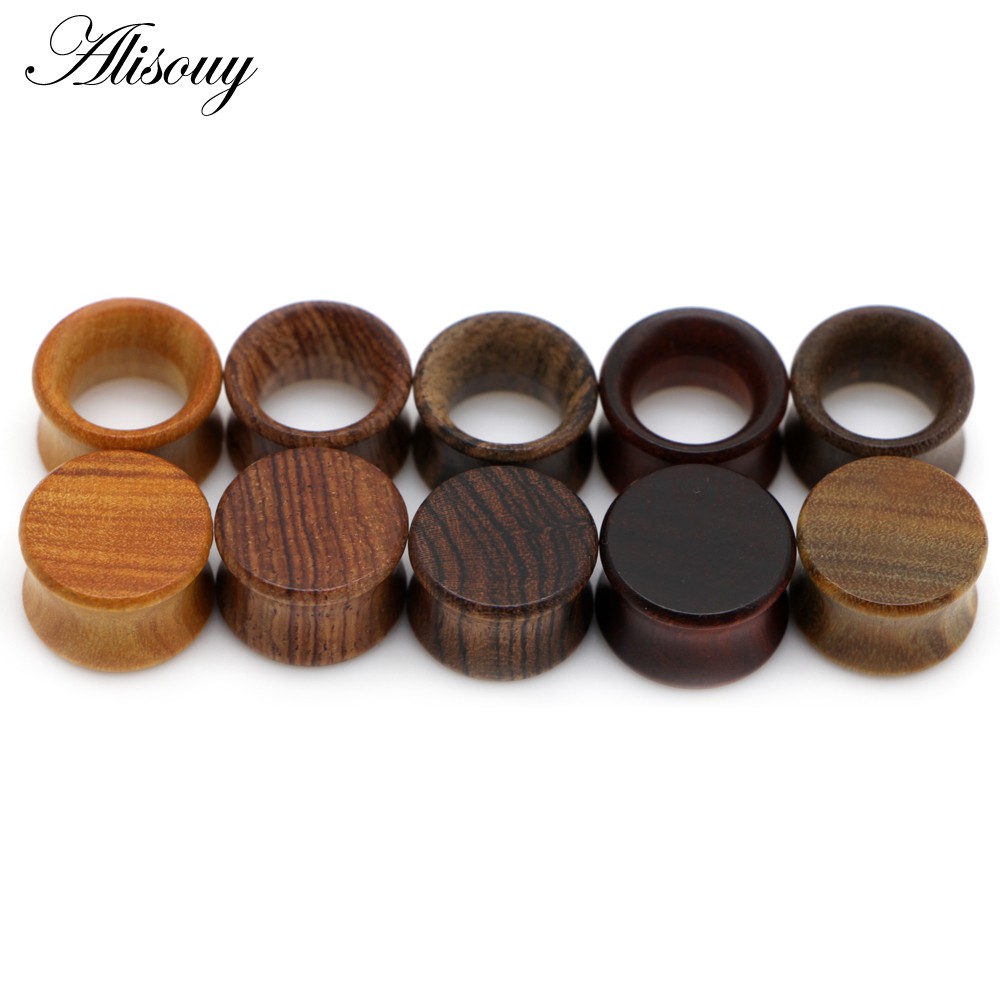 Alisouy 2PCS หูปลั๊กไม้เนื้ออุโมงค์อานเครื่องวัดหู 8-25 มม.Hollow ผู้ชายผู้หญิง Expander Body เจาะเครื่องประดับ