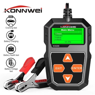 Konnwei KW208 เครื่องทดสอบแบตเตอรี่รถยนต์ 100-2000cca 12V หลายภาษา