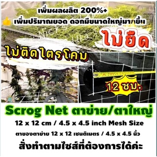 Scrog Net ตาข่าย ตาข่ายปลูกพืช เชือกตาข่าย ตาข่ายเชือกถัก ตาข่ายปลูกต้นไม้ ตาใหญ่ 12 ซม./cm