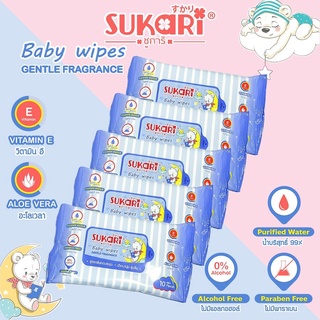 SUKARI ทิชชู่เปียก แพ็ค 5 (ผสมน้ำหอม) ผ้าเปียกทำความสะอาด SUKARI wet wipes pack of 5 (mixed with perfume)