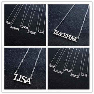Cod Qipin สร้อยคอสเตนเลส จี้ตัวอักษร BLACKPINK Jennie Lisa Jisoo Rose เครื่องประดับแฟชั่น สไตล์เกาหลี
