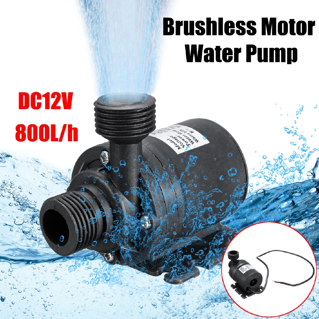 ปั๊มน้ำชนิดไม่มีแปรง1/2 นิ้ว ตัวผู้ DC 12 โวลต์ 800 ลิตรต่อชั่วโมง 210GPH 5 เมตร / 16 ฟุต สำหรับน้ำพุแผงโซลาร์เซลล์ บ่อ พิพิธภัณฑ์สัตว์น้ำ ระบบหมุนเวียนน้ำ