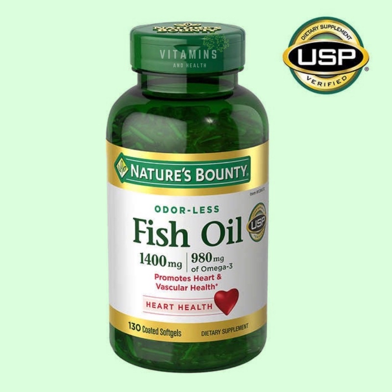 ✅ใส่โค้ดลดหน้าร้าน น้ำมันปลา 1400 mg🐟 กระปุกใหญ่ Nature’s Bounty, Fish Oil,1400 mg, 130 Coated Softg