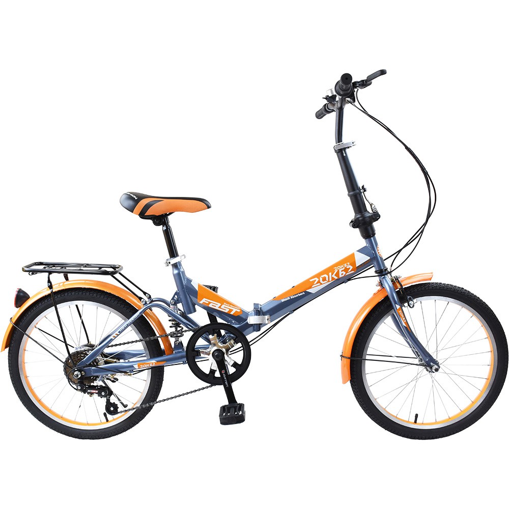 K-BIKE MAXX จักรยานพับได้ FOLDING BIKE 20 นิ้ว 6 Speed รุ่น 20K62 (New Design) (เทา/ส้ม)