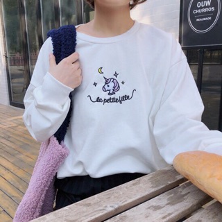 พร้อมส่ง🌹 เสื้อ sweater🦄ปักยูนิคอรน์ น่ารักมากก ผ้าไม่หนาเกินใส่คลุมน่ารักๆ