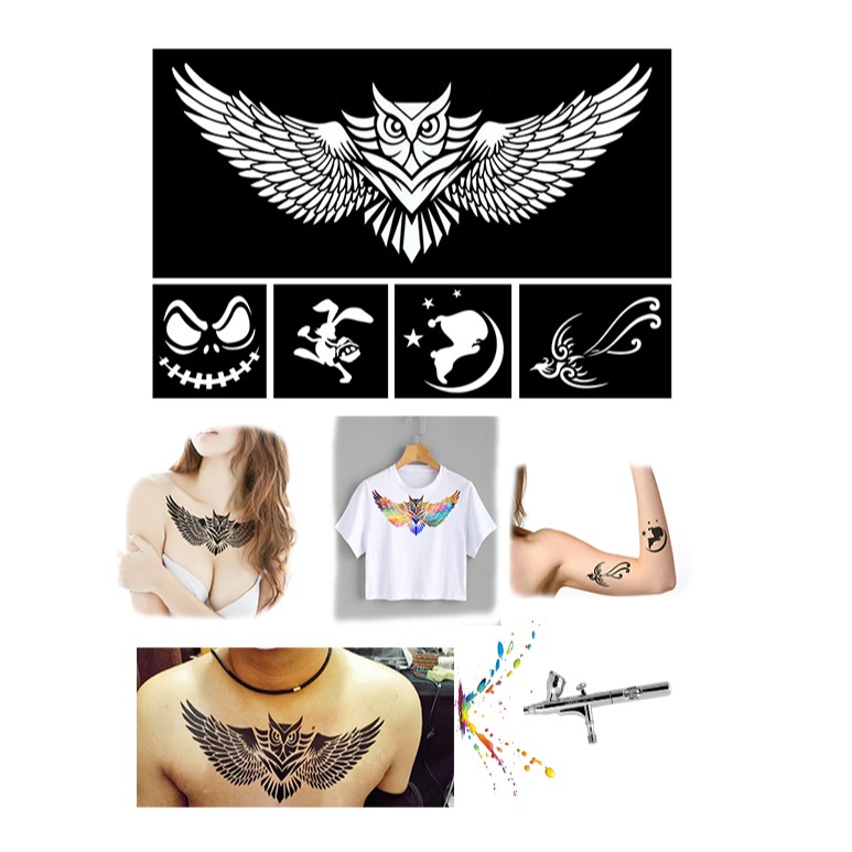 บล็อคเพ้นท์สติ๊กเกอร์A4ได้5รูปใช้ได้หลายครั้งราคา50บาท นกฮูกใหญ่