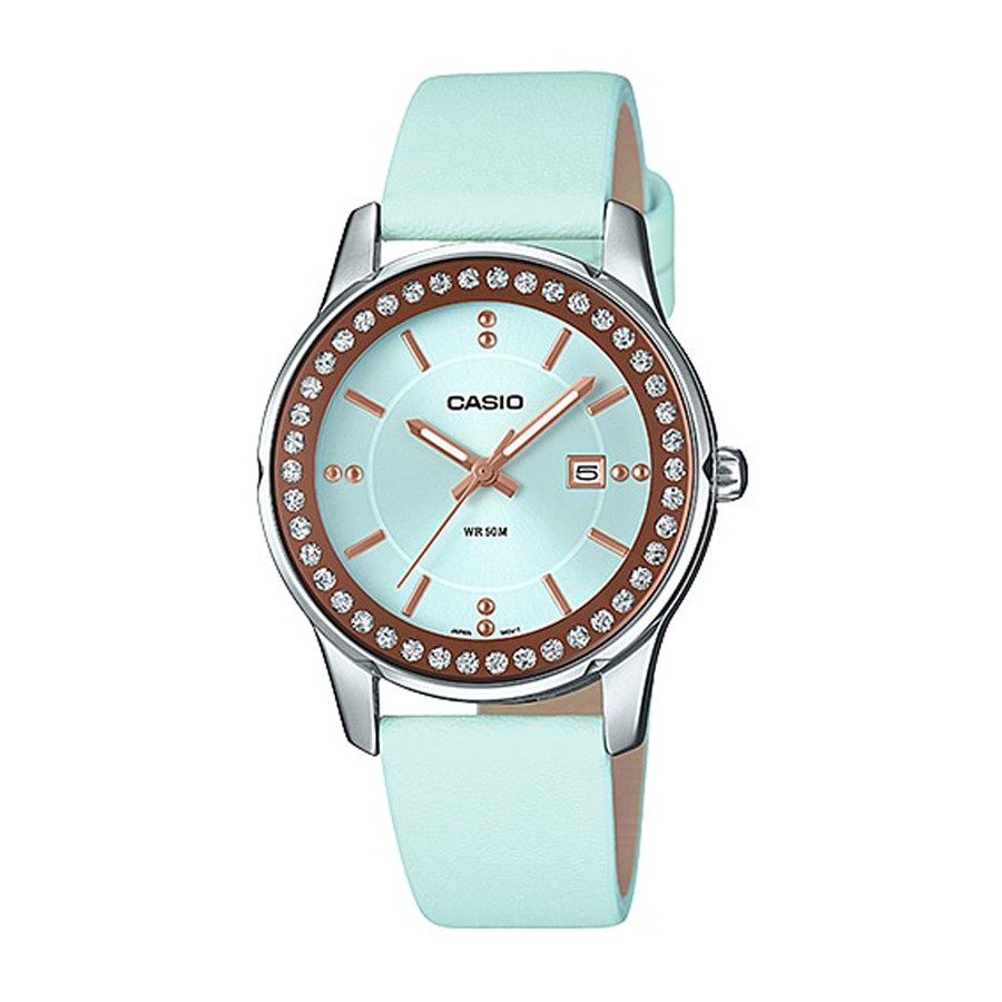 Casio Standard นาฬิกาข้อมือผู้หญิง สายหนัง รุ่น LTP-1358L,LTP-1358L-2A - สีฟ้า