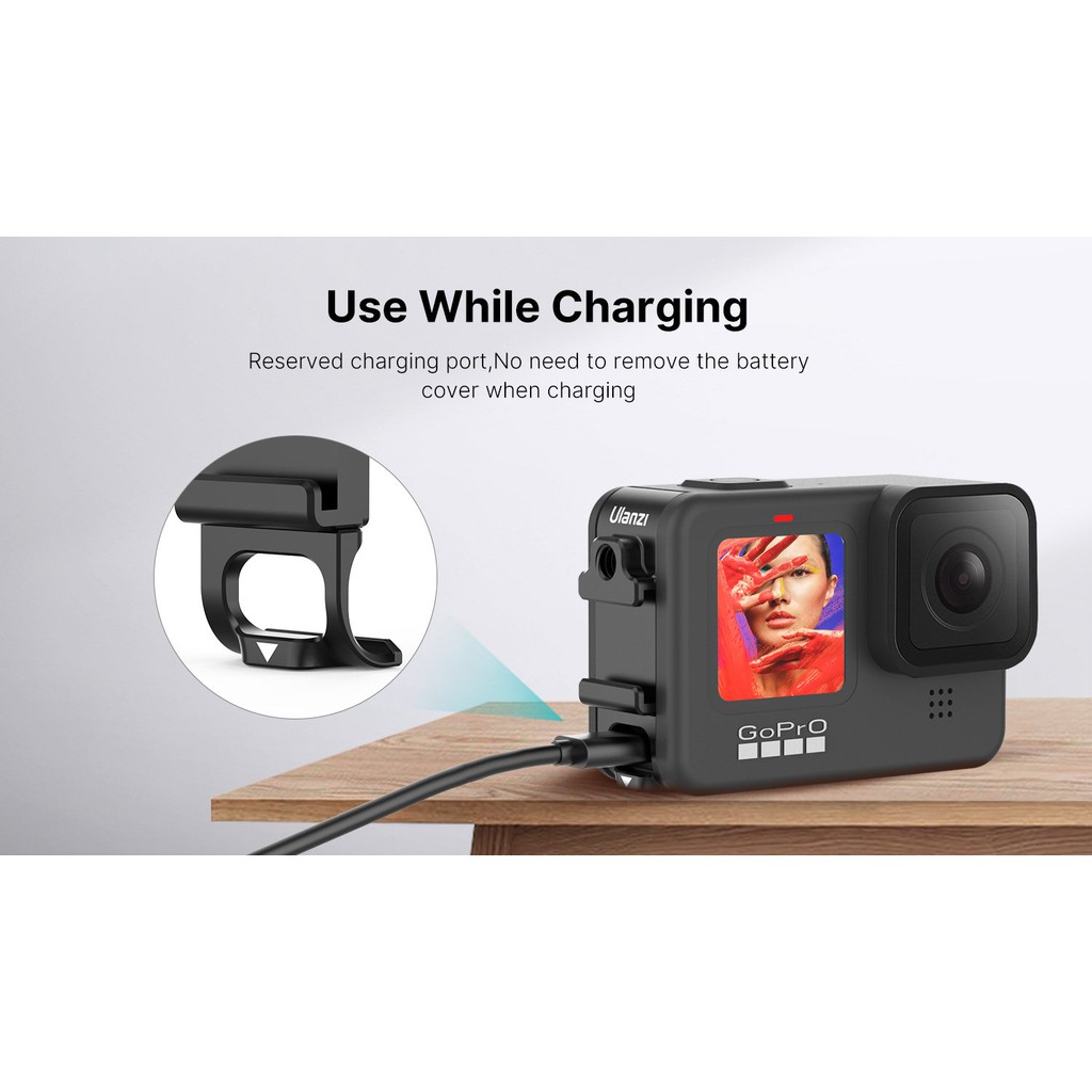 Ulanzi G9-6 Multi-Function Battery Lid For GoPro Hero 9 ฝาครอบแบตเตอรี่ พร้อมช่องเสียบไมค์ ช่องฮอตชู ช่องชาร์จแบต