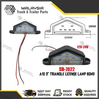 โคมไฟใบอนุญาต สามเหลี่ยม A10 3 นิ้ว 6SMD 12V-24V สําหรับติดรถยนต์ (SD-7022)