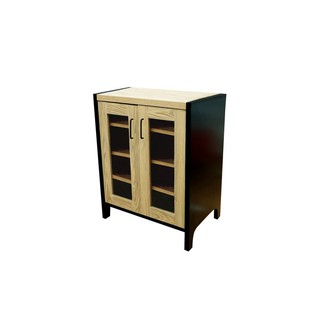 ตู้เตี้ยบานกระจก AMBER บีช/ดำ | FURDINI | ตู้เตี้ยบานกระจก AMBER ตู้เตี้ย ตู้จัดเก็บ Furnitures Décor Grand Sale ตู้เตี้