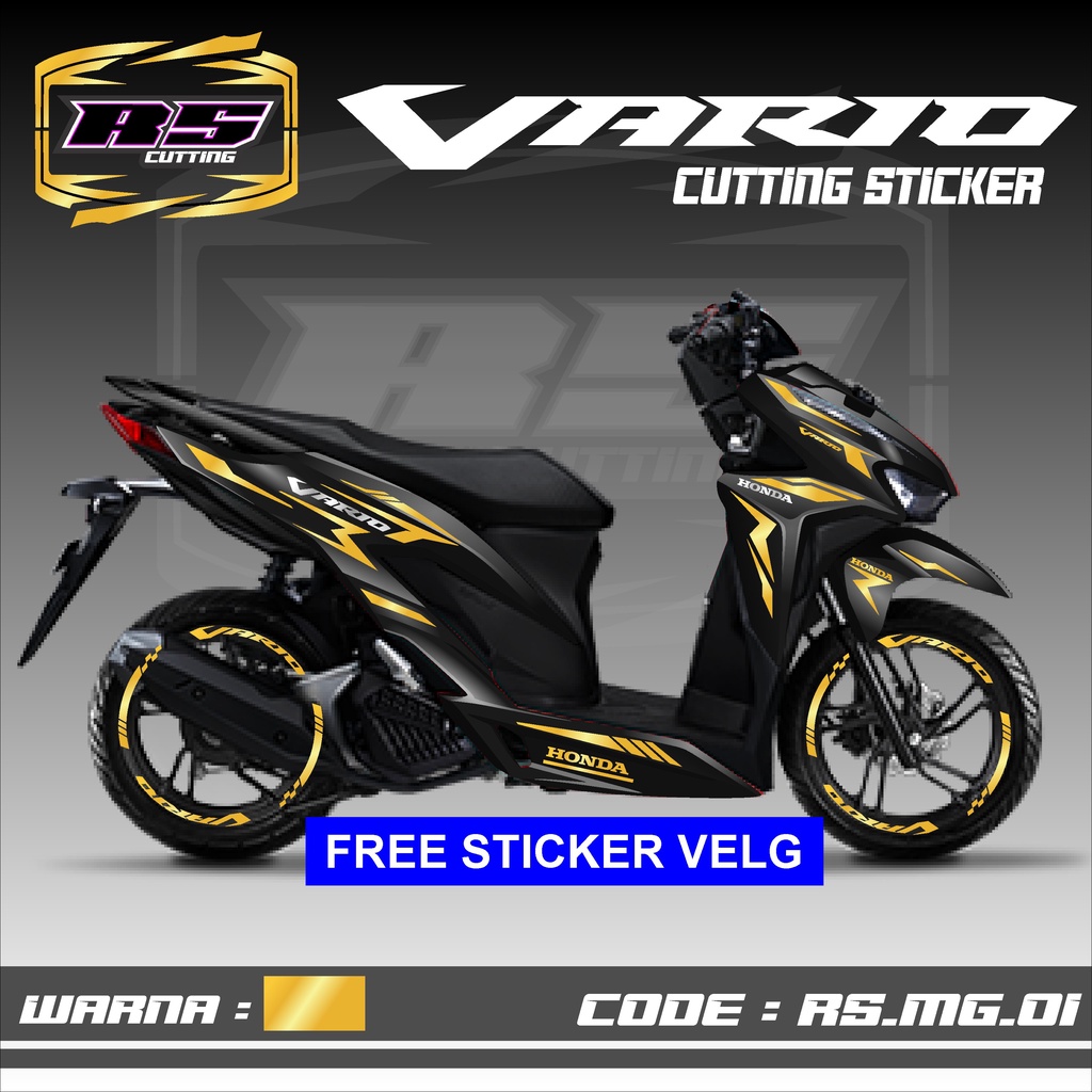 ตัดสติ๊กเกอร์ VARIO - อุปกรณ์มอเตอร์ไซค์สติ๊กเกอร์ Honda Vario 125 & 150 ใหม่ล่าสุด 2019 2020 2021 ฟรีขอบ Skotlet สติกเกอร์ Striping Lis Variation ตัดสติกเกอร์เรียบง่ายหรูหราสไตล์โฮโลแกรม Rainbow Chrome Gold สีทึบ VARIO ใหม่ RSMG 01