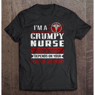 เสื้อยืด พิมพ์ลาย IM A Grumpy Nurse My Level Of Sarcasm สําหรับผู้ชาย