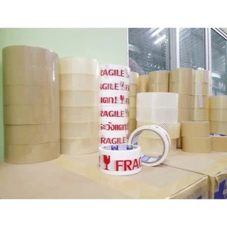 เทปกาวพิมพ์ระวังแตก(Tape) กว้าง 2 นิ้ว ยาว 100 หลา (1 ม้วน)