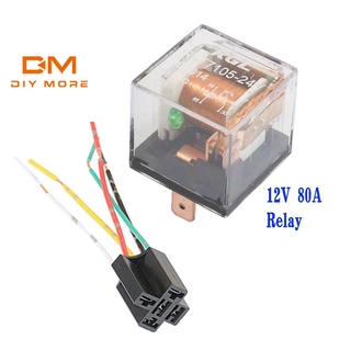 Diymore Dc 12V 80A 1NO 1NC Spdt 5 Pins รีเลย์แสดงสถานะสีเขียวสําหรับรถบรรทุกรถบรรทุก