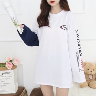 -- สินค้าพร้อมส่ง -- เสื้อยืดแขนยาว แต่งแขนทูโทน