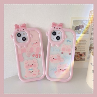 เคสโทรศัพท์มือถือ TPU แบบนิ่ม ลายการ์ตูนหมูน่ารัก สําหรับ iPhone 13 12 11 Pro Max XR XS Max X 2 In 1