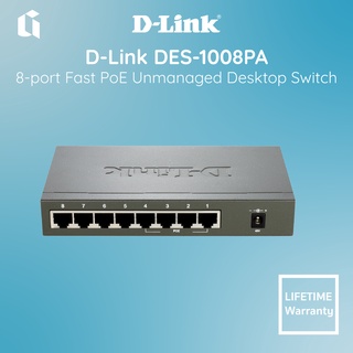 สวิตช์ 8 พอร์ท PoE Unmanaged Desktop Switch D-Link DES-1008PA