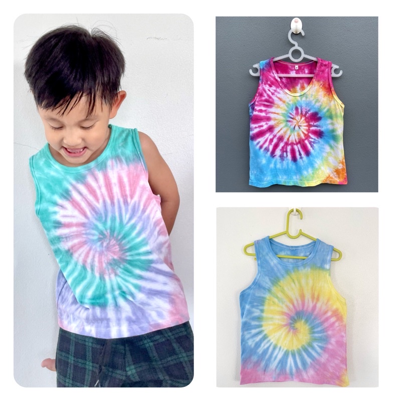 เสื้อกล้ามเด็กลายมัดย้อม เสื้อมัดย้อม สีไม่ตก มีไซส์1-5ขวบมาใหม่!!