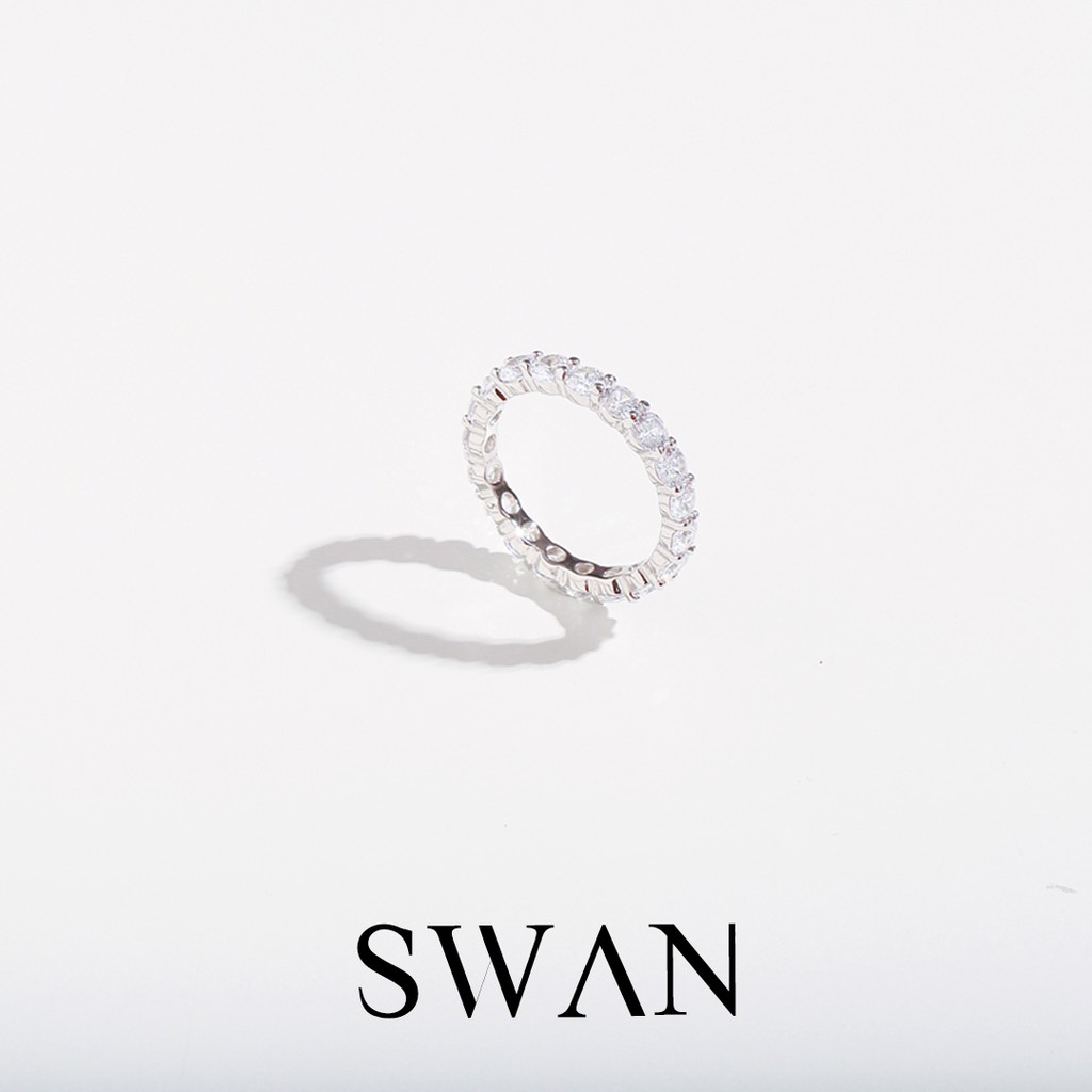 [ส่งด่วนฟรี]SWAN - Simple Dot Ring แหวนเงินแท้ ฝังรอบ ฝังเพชรคิวบิกเซอร์โคเนีย cubic zirconia