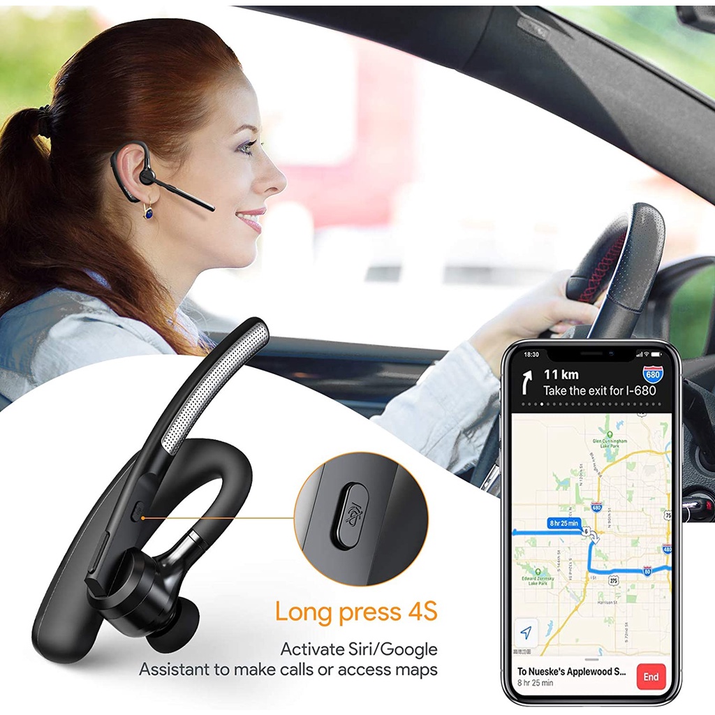 ☏Newest K20 Wireless Earphone 5.1 Earpiece Handsfree Noise Reduction ...