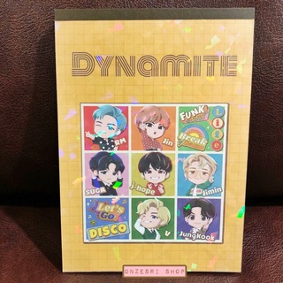 สมุดฉีก BTS TinyTan ของแท้จากญี่ปุ่น ลาย Dynamite สีเหลือง ขนาด 10.3 x 14.5 x 1.1 ซม. มี 8 ลาย ลายละ 12 แผ่น รวม 96 แผ่น