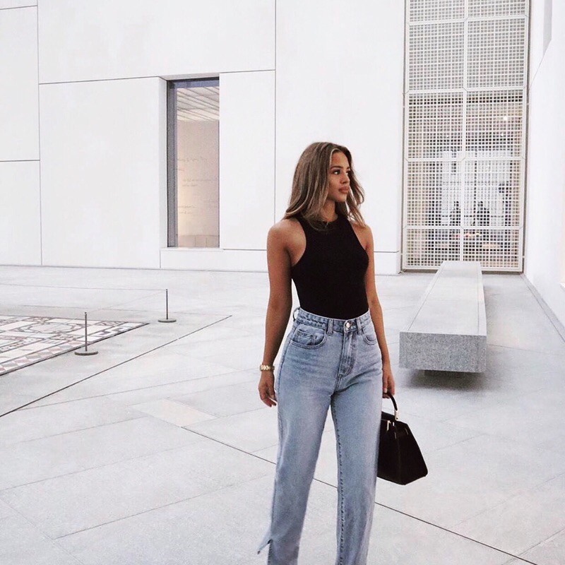 Crop tank tops black