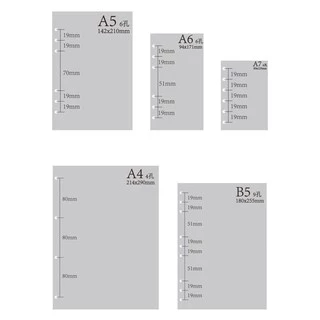 กระดาษรีฟิล paper refills A7 - 6 รู 100 แกรม (1 แพ็ค 45 แผ่น)