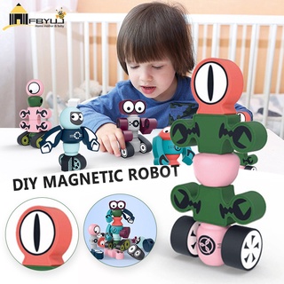 FBYUJ-tiktok Magnetic Robot Assembly Toy Creative DIY Plastic Building Blocks Childrens Early Educational Toy for Kids