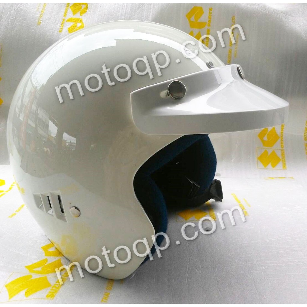 【 แท้  】 ซูซูกิ หมวกกันน๊อค คลาสสิก SUZUKI ข้างในนุ่มมาก หมวกกันน๊อควิทเทจ หมวกกันน๊อคโบราณ สีขาว เต