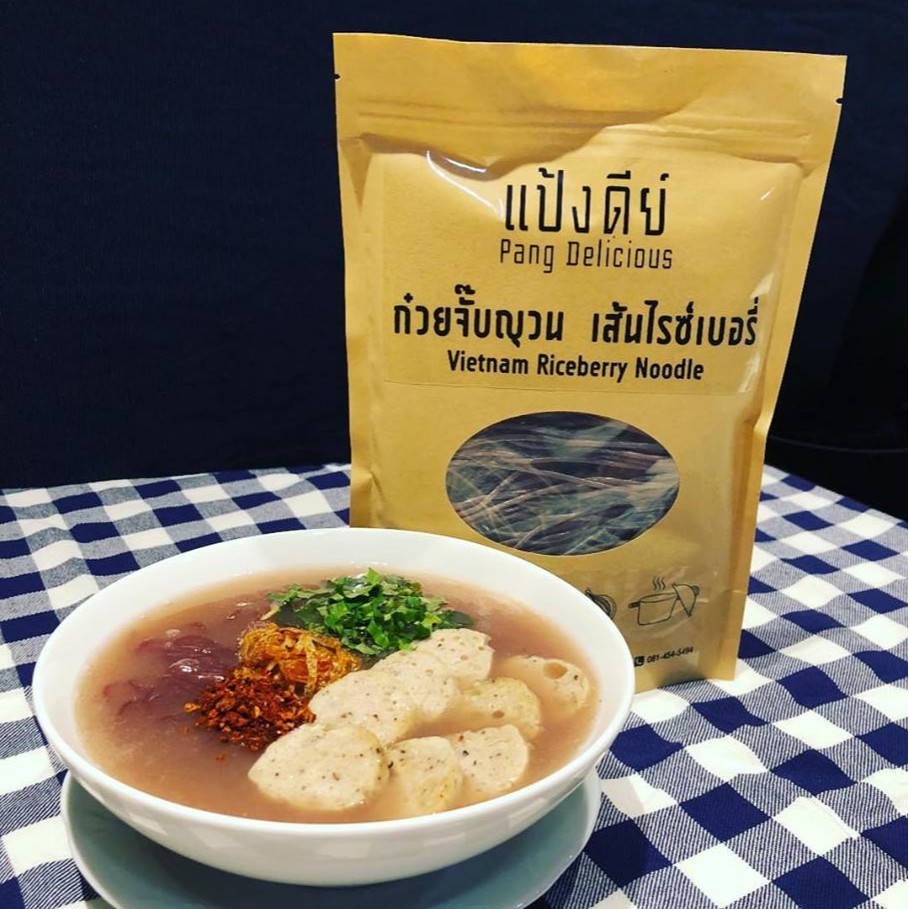 ก๋วยจั๊บญวนเพื่อสุขภาพ สูตรไม่มีผงชูรส เส้นไรซ์เบอรี่  120 แคล ต่อซอง