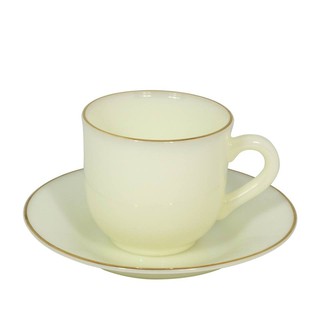 PEARL แก้วเนื้อมุก CI 60 - ถ้วยกาแฟสีงาช้างพร้อมจานรอง (Ivory cup with saucer)